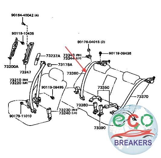 Lexus GS300 MK1 JZ147 L Reg 218bph Seat Belt RIGHT DRIVER OFF SIDE REAR OSR 3.0 i 2997 cc Petrol 2JZ-GE 2JZGE 4 Speed Automatic 4 Door Saloon