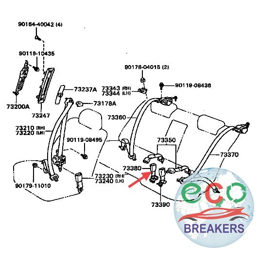 Lexus GS300 MK1 JZ147 L Reg 218bph Seat Belt Anchor RIGHT DRIVER OFF SIDE REAR OSR 3.0 i 2997 cc Petrol 2JZ-GE 2JZGE 4 Speed Automatic 4 Door Saloon