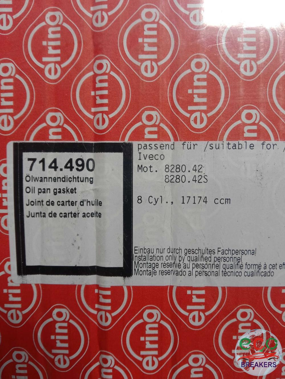 Iveco Turbostar 190-48 1VUH001 G Reg 476 BHP Oil Sump Gasket 17.2 i 17174 cc Diesel 828042001 828042050 8280.42.001 8280.42.050 Manual Truck