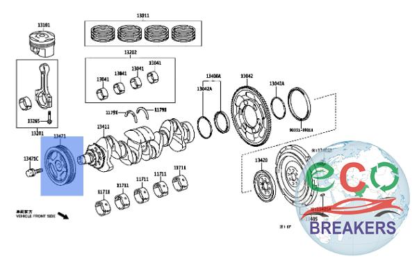 Toyota Yaris MK3 NSP130 Crankshaft Pulley Timing 1.3 i 1329 cc Petrol 1NR-FE 1NRFE 2011 - 2014 6 MTM 5 Door Hatchback