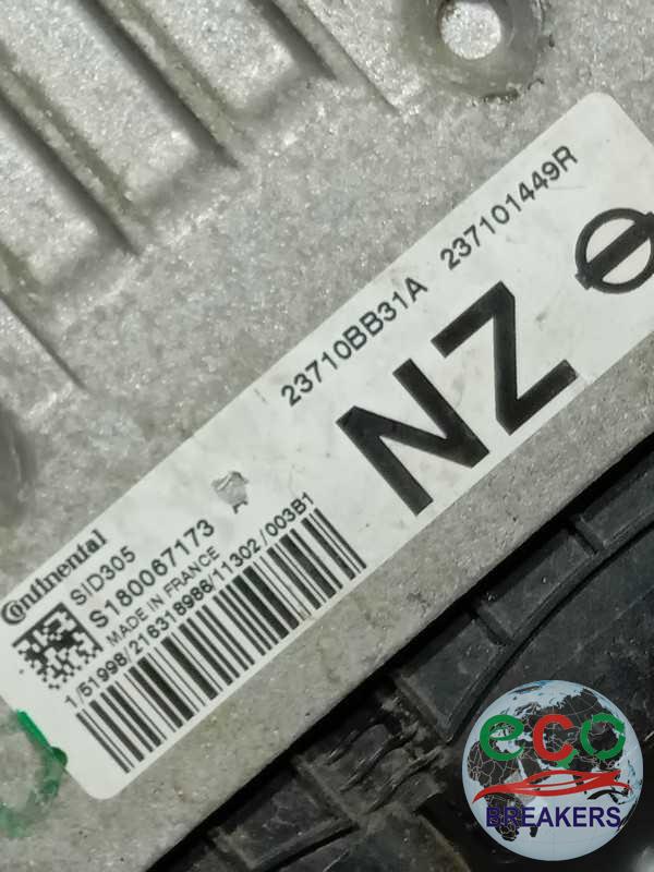 Nissan Qashqai MK1 J10U2 N-TEC DCI FL 61 REG 110bph Engine Control Unit Ecu 1.5 dt 1461 cc Diesel K9K430 K9K 430 6 Speed Manual 5 Door Hatchback