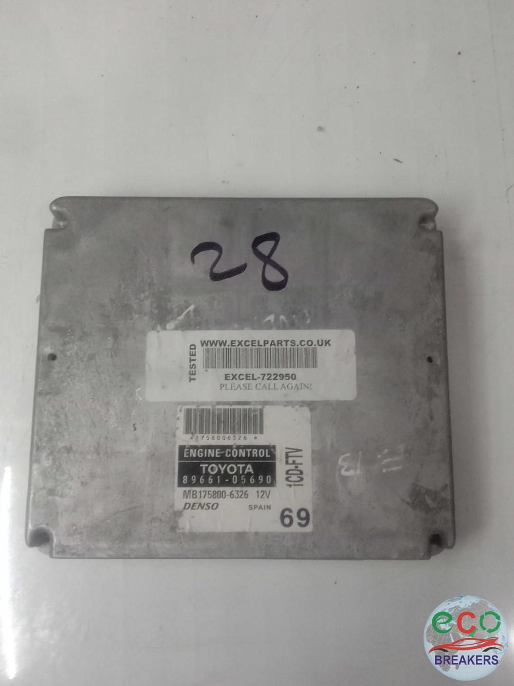 Toyota Avensis MK2 CDT250R FC16 T3-S D-4D 04 REG 114bph Engine Control Unit Ecu 2.0 1995 cc Diesel 1CD-FTV 1CDFTV 5 Speed Manual 5 Door Hatchback